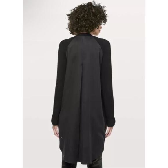 Lululemon Still At Ease Wrap Black Knit Cashlu Open Front Cardigan Size 12 NEW - Picture 2 of 9